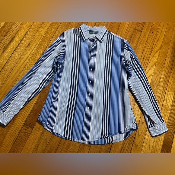 Ralph Lauren Shirt Mens XL Blue Striped Button Up Long Sleeve Pony - Picture 2 of 8